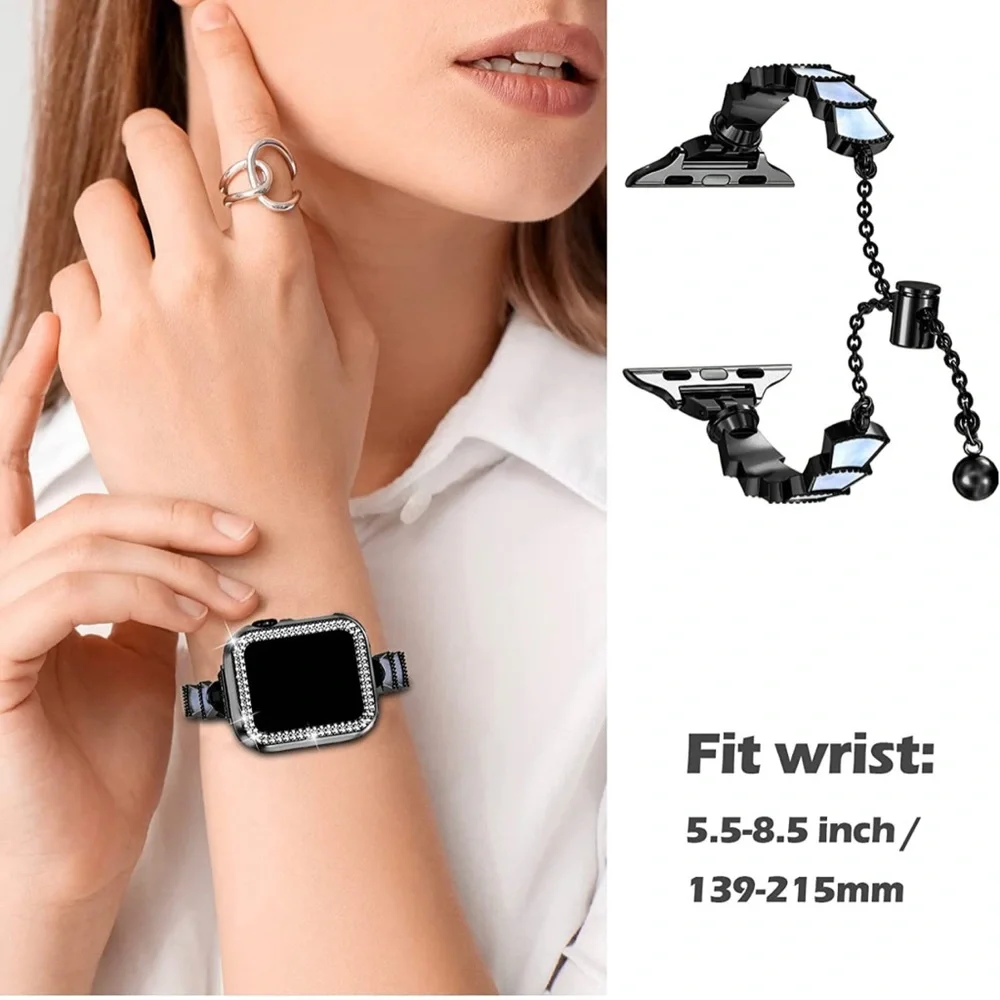 Urshine Slim Metal Band Compatible Apple Watch Band black